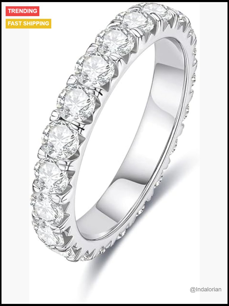 Moissanite Eternity Wedding Band Ring 925 Sterling Silver D Color